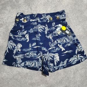 a.n.a size 8 Navy Blue Tropical Print shorts